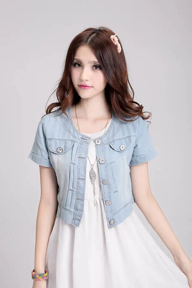 light blue S-3XL, короткая джинсовая куртка, повседневная, женская, джинсовая, Chaquetas Mujer Jaquetas, пальто с коротким рукавом, Feminino Veste Femme, джинсовая куртка - Цвет: light blue
