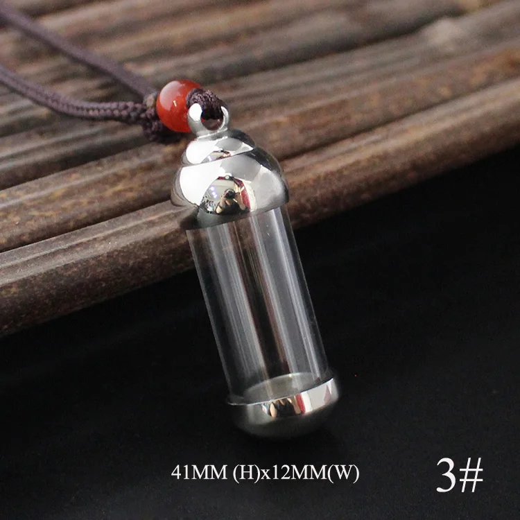 3-41x12MM Silver 1PC Openable Glass Vial Necklace For Men Women Tube Pendant Empty Bottle Cremation Urn Jewelry - Окраска металла: 3-41x12MM Silver