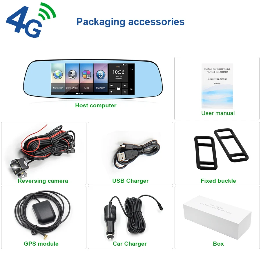 Зеркало заднего вида TOPSOURCE 7 дюймов 4G цифровой видеорегистратор GPS Bluetooth двойной