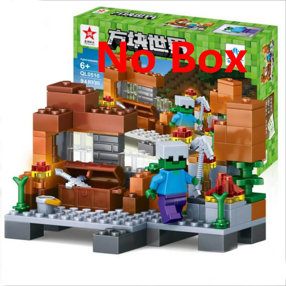 94PCS Block No Box Горячие продажи зомби мой мир Супер Герои Ходячие мертвецы строительные блоки город фигурки Дракон Шахта Wrold Кирпичи игрушки для детей подарок - Цвет: 94PCS Block No Box