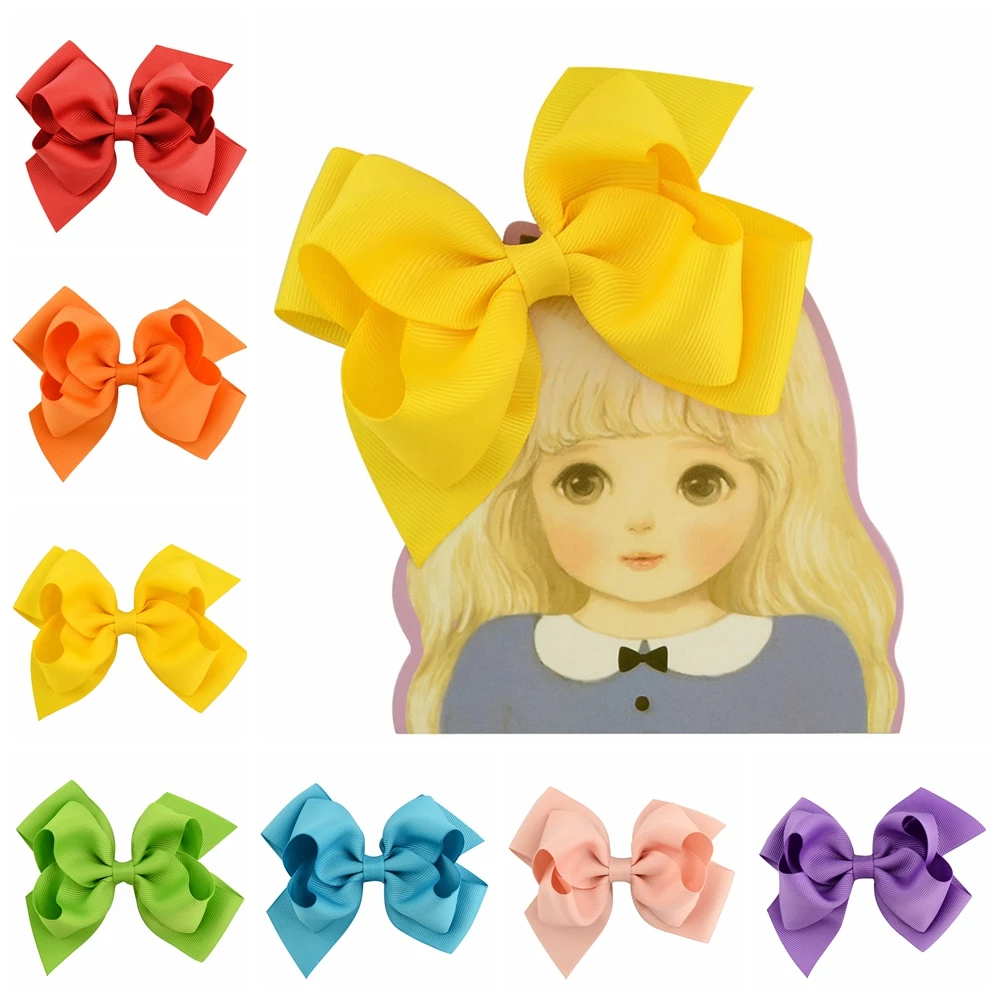 20 шт./лот 4 5 дюйма модная однотонная лента для волос ручной работы девочек бант с