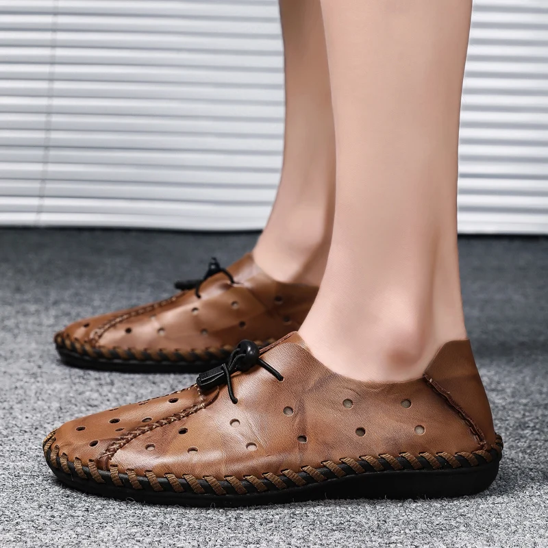 ZUNYU Men's Driving Shoes 2019 Men Leather Loafers Fashion Handmade Soft Breathable Air Hole Moccasins Flats 38-48 | Обувь