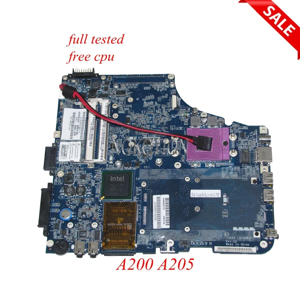 

NOKOTION K000053930 ISKAA LA-3481P Laptop motherboard For toshiba Satellite A200 A205 GM965 DDR2 free cpu Main board Full Tested