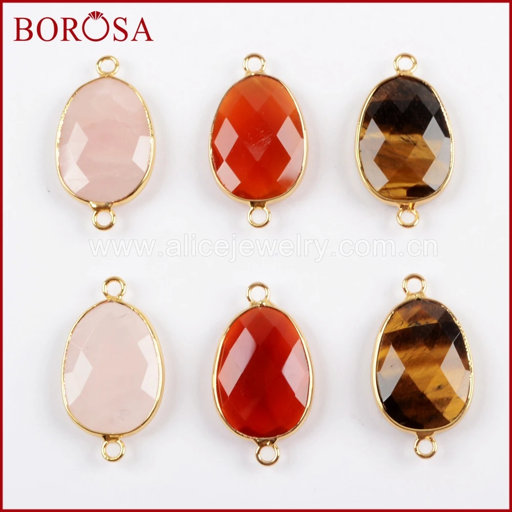 Граненый коннектор BOROSA 10 шт. золотого цвета двойные подвески для