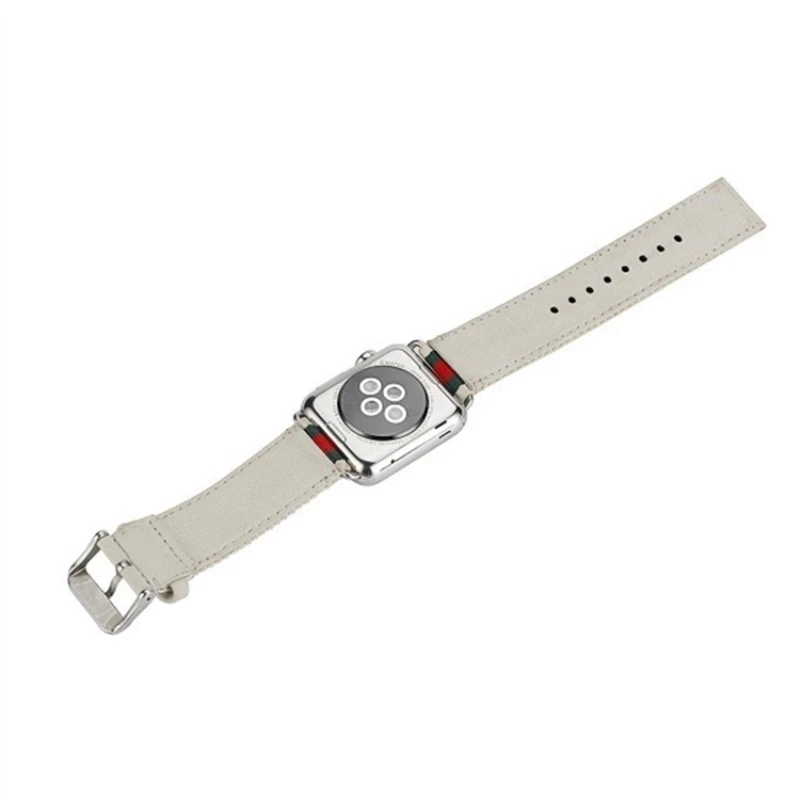 Полосатый тканые нейлон кожаным ремешком ремешок для Apple Watch 38 мм 42 часы ремень