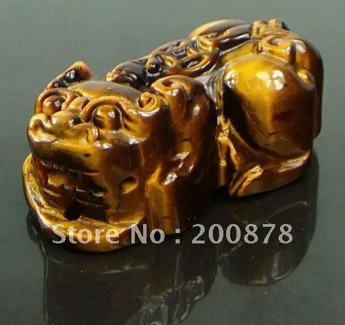 

10pcs King Stone-Natural Carved Tiger Eye Pixiu Good Fortune Amulet Lucky charm pendan