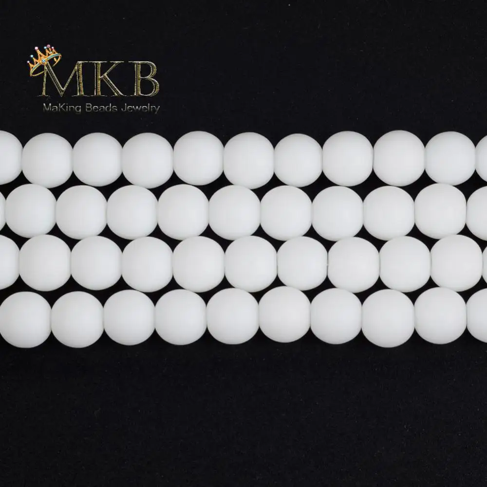 Круглые бусины из матового белого агата круглые для изготовления ювелирных