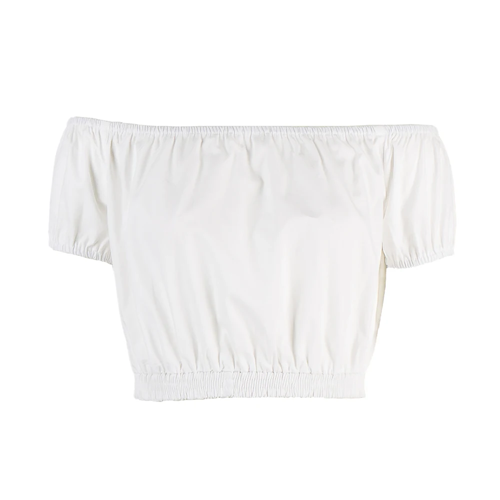 Женская футболка в стиле Харадзюку милая короткая с открытыми плечами оборками