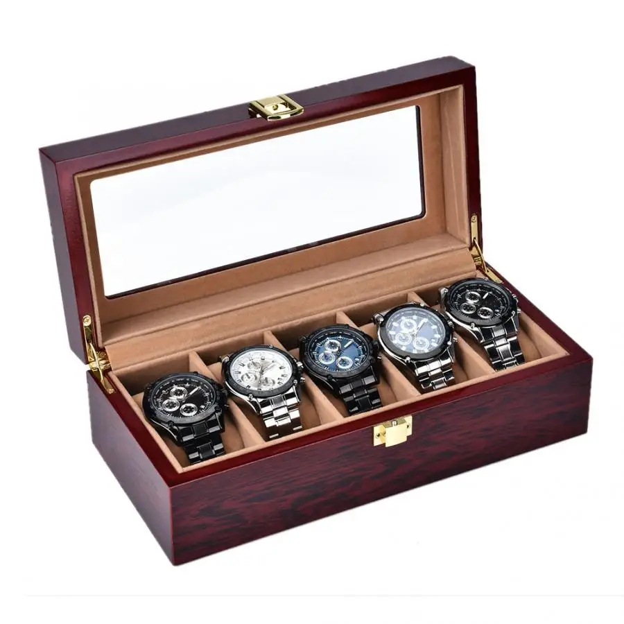 Высококачественные Чехлы для часов 5 сетки деревянные окрашенные часы футляр