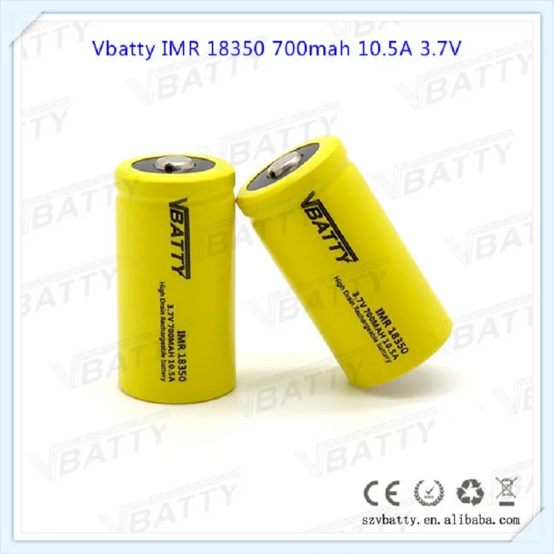 2 шт./лот хит продаж 3 7 в литий ионная батарея Vbatty IMR 18350 700 мАч 10.5A аккумуляторная с