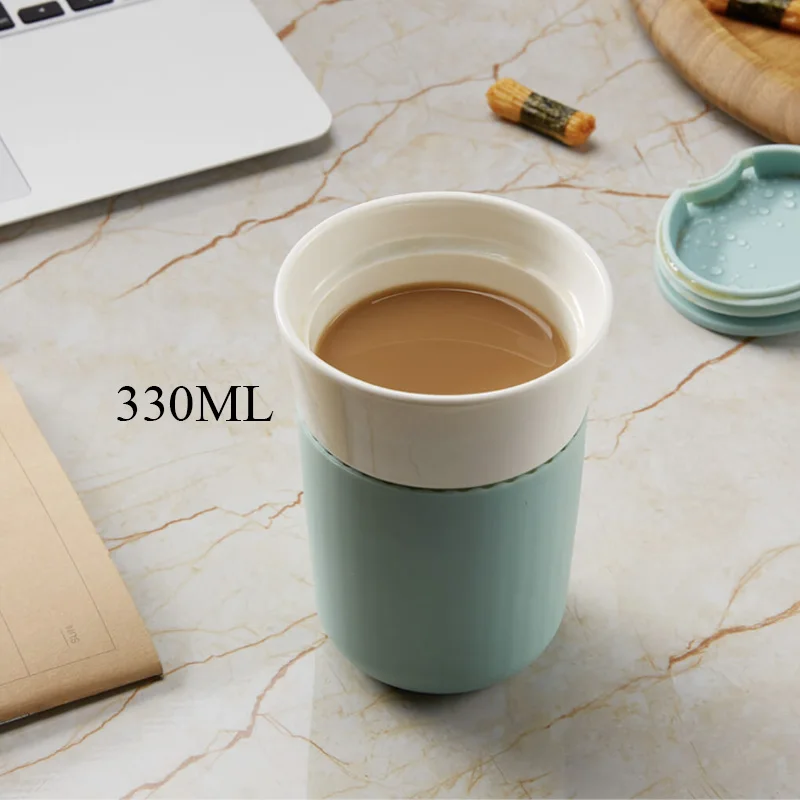 Blue 330ml Xiaomi Mijia Berghoff Cooffe кружка портативная фарфоровая силиконовая чашка для питья 230 мл 330 мл чашка для путешествий с крышкой - Цвет: Blue 330ml