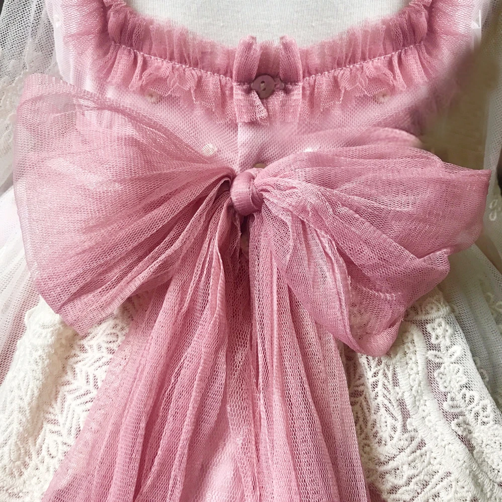 2019 Spring Spanish Children's Clothing Court Girl Lace Embroidery Princess Dress Baby Birthday Communion Girls 3pcs | Детская