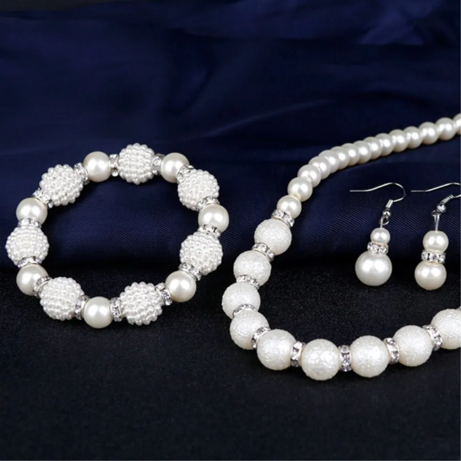 2018 Bridesmaid Pearl Jewelry Sets Necklace Earrings Bracelet Per Set Dubai for Wedding Free Gifts | Украшения и аксессуары
