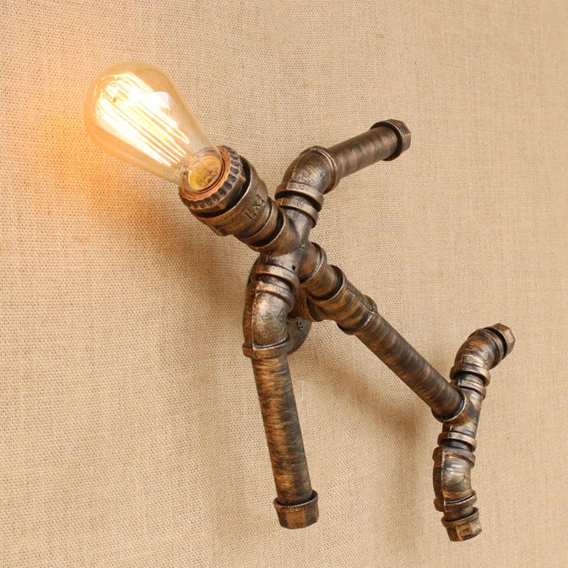 Loft Vintage Retro Lamps Water Pipe Light Human Model Bar Cafe Restaurant Industry Wind Pub Aisle Corridor Living Room Bra