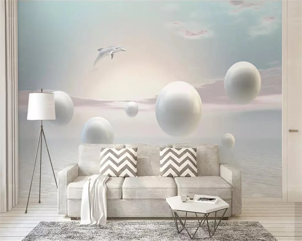 Пользовательские обои beibehang 3d фотообои облако море небо дельфин стерео шар