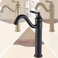 Luxury Vessel Vanity Faucet, Solid Brass, High Arc One Handle Bathroom Tap, Hot / Cold Water Mixer, Good for Hotel/Motel/Home