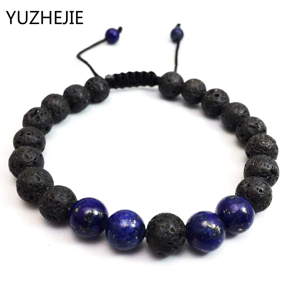 Регулируемый мужской браслет из лавового камня 8 мм тибетская Будда Йога четки Mala