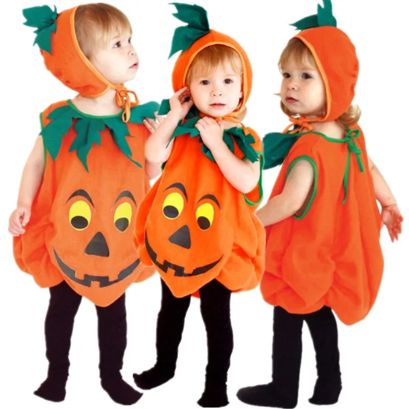 

Free Shipping Boys Girls Kids Pumpkin Costumes Halloween Christmas Carnival Fancy Dress for Children Masquerade Cosplay Clothes