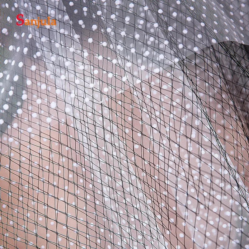 Многослойная тюлевой короткий Свадебный Вуаль в горошек с черным твердым тюлем