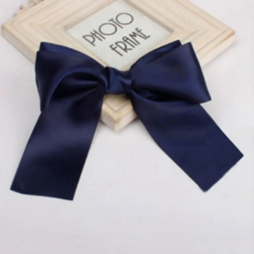 dark blue 1 шт. большая модная атласная лента для волос для женщин и девочек, трендовая заколка для волос на каждый день, милая лента с бантом для девушек - Цвет: dark blue