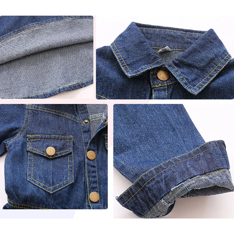 Джинсовые платья для девочек платье принцессы с карманами весенне-осеннее
