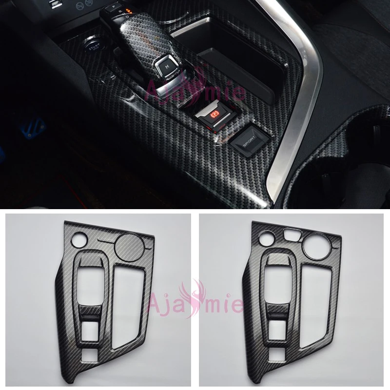 

Accessories For Peugeot 5008 3008 GT 2017 2018 Interior Carbon Fiber Color Gear Cover Overlay Panel frame Chrome Car Styling