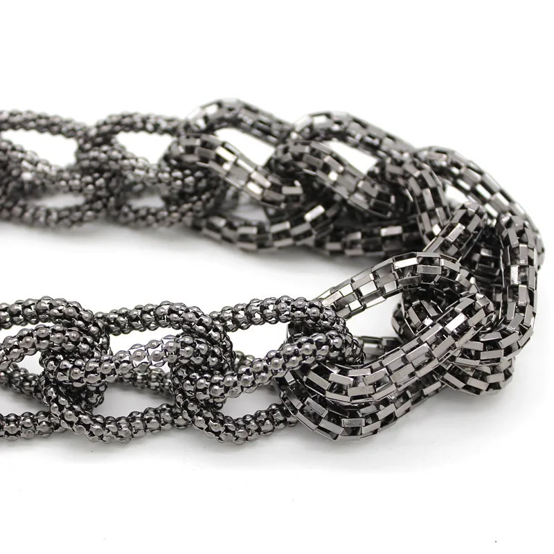 

XiongHang Women Fashion Chunky Alloy Chain Welding As Big Knot Pendant Collar Chokers Jewelry Accessories Statement Necklace