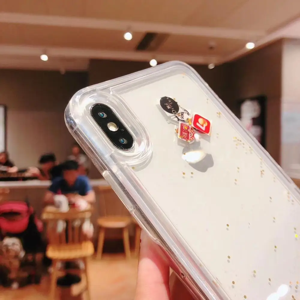 Liquid Sand Creative Restaurant Brand Icon Case For iphone 6 7 8 Plus X XR XS MAX Fashion Quicksand Back Cover 6plus 7plus 8plus | Мобильные