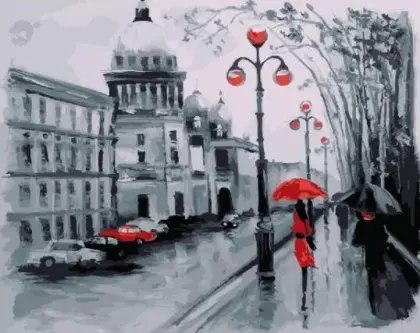 

Cioioil-T1282 Осенняя серая городская красная подсветка Рисование по номерам Настенная картина рисунок по номерам рисование на холсте рисование