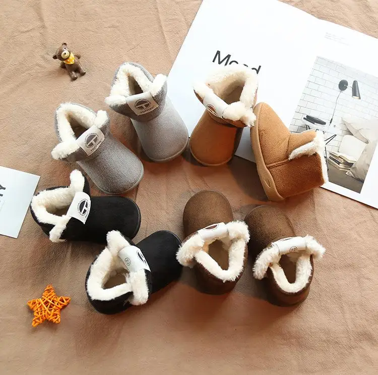 Winter new children's snow boots suede children's cotton shoes thick hair soft bottom baby cotton boots