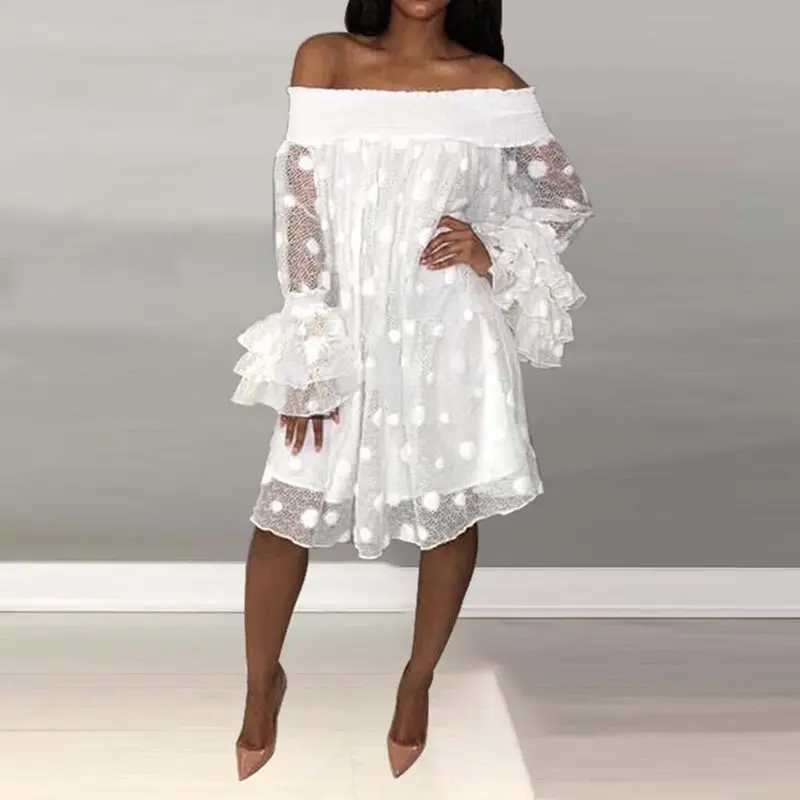 Сексуальное платье с открытыми плечами для женщин большого размера в