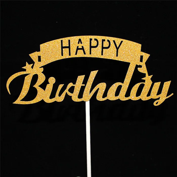 H55 Cake Topper Топпер для торта, украшения для дня рождения, украшения для маленьких мальчиков, топперы для кексов, украшение для торта, для девичника, вечерние сувениры, золотой Топпер для торта - Цвет: H55 Cake Topper