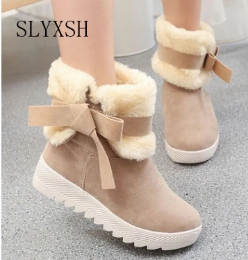 

2017 women Snow boots warm winter ankle boots Female shoes plus student bow fashion child snow boots fashion kids sneakers