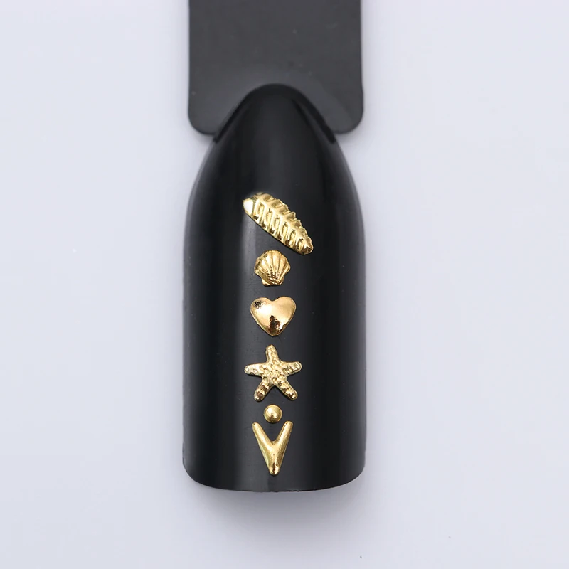 Золотые заклепки шипы для ногтей смешанные формы 3D украшения в виде звезд сердца