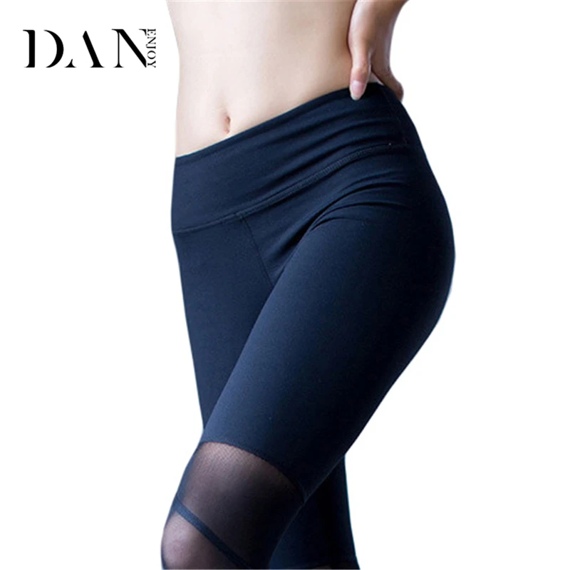 DANENJOY White Cross Fitness Athletic Leggings Black Strappy Mesh Patchwork Yoga Pants Sport Legging Nylon Dance Tights Workout | Спорт и