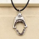 Ожерелье-чокер с подвеской в виде Головы Акулы, черный кожаный шнур, ювелирные изделия ручной работы