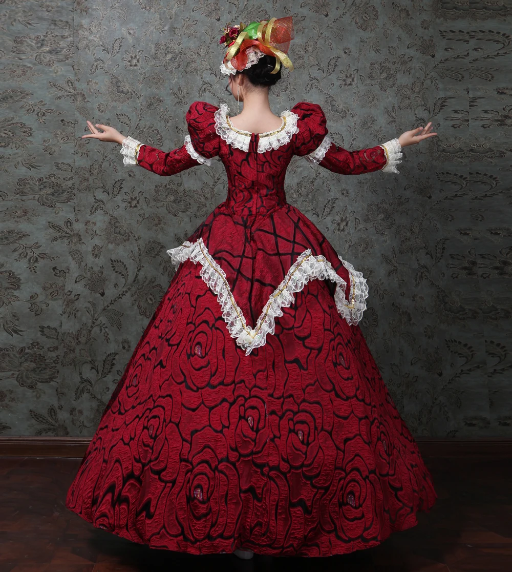Красный Rococo платье Мария Антуанетта принтом Цветочное без рукавов в стиле