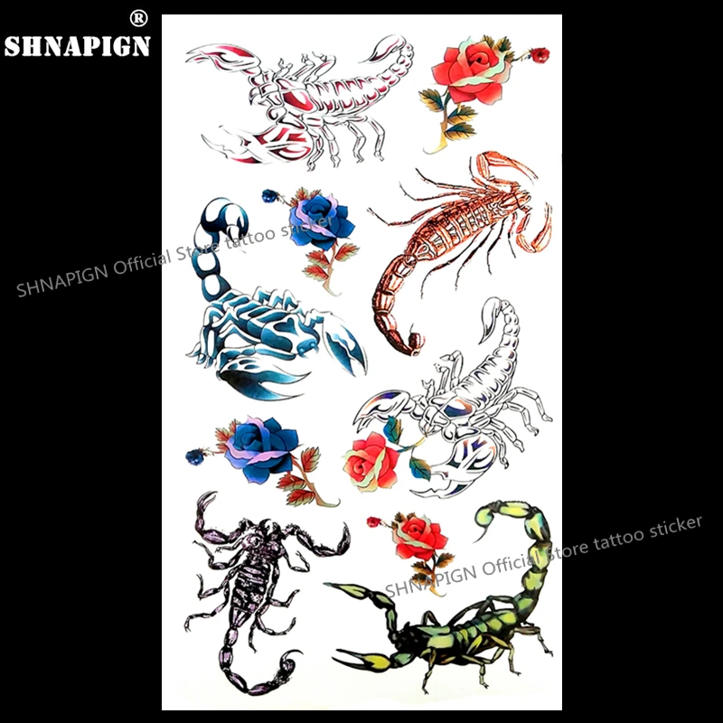 Красочная временная татуировка для тела скорпиона SHNAPIGN флеш наклейка на руку s