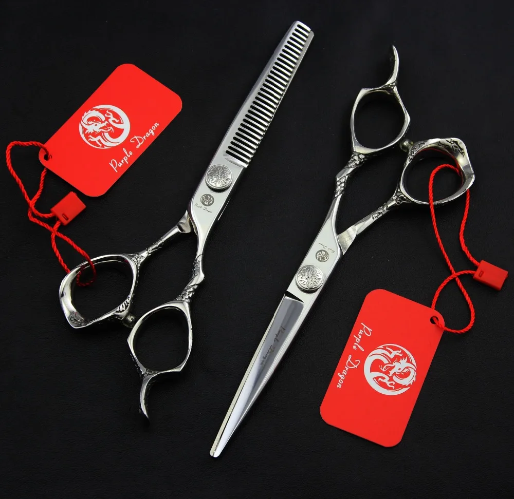 

559# 6'' Brand Purple Dragon TOP GRADE Hairdressing Scissors 440C 62HRC Barber's Cutting Scissors Thinning Shears Hair Scissors