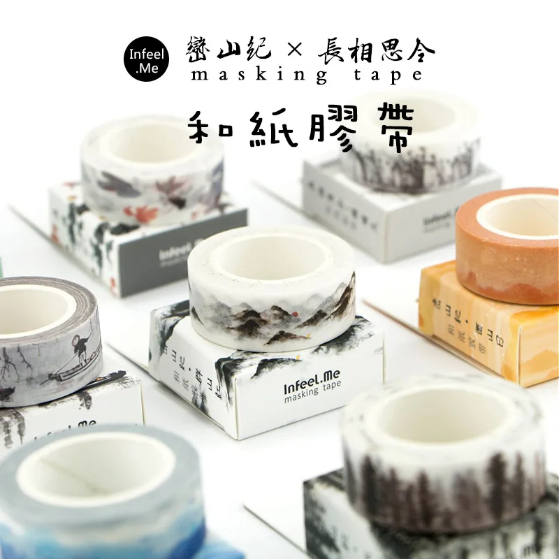 

15mm Cute Ancient Fountain Ink Painting Decorative Adhesive Washi Tape Diy Scrapbooking Masking Tape School Office Supply JD103