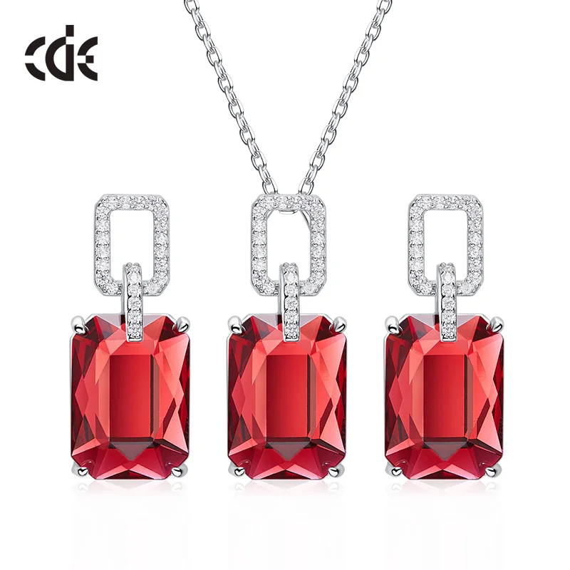 Photo Color CDE 925 пробы Серебряный набор украшений для женщин украшенный кристаллами от Swarovski Роскошный изящный ювелирный набор подарок на день матери - Цвет камня: Photo Color