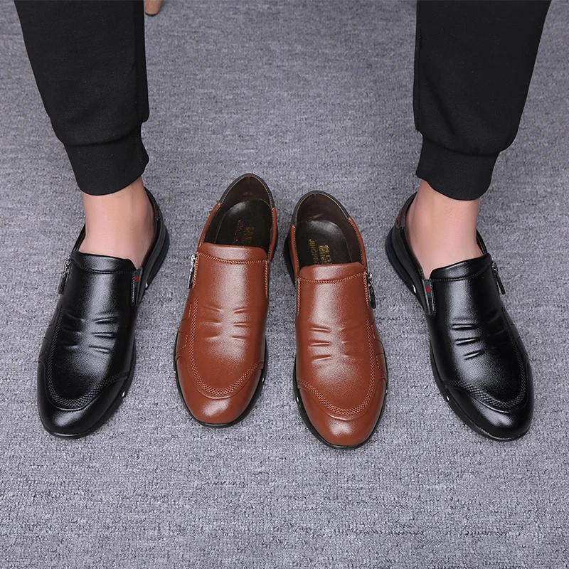 Italian Mens Shoes Casual Luxury Brand Autumn Men Loafers Split Leather Moccasins Comfy Slip On Boat sapato masculino Aux3 | Обувь