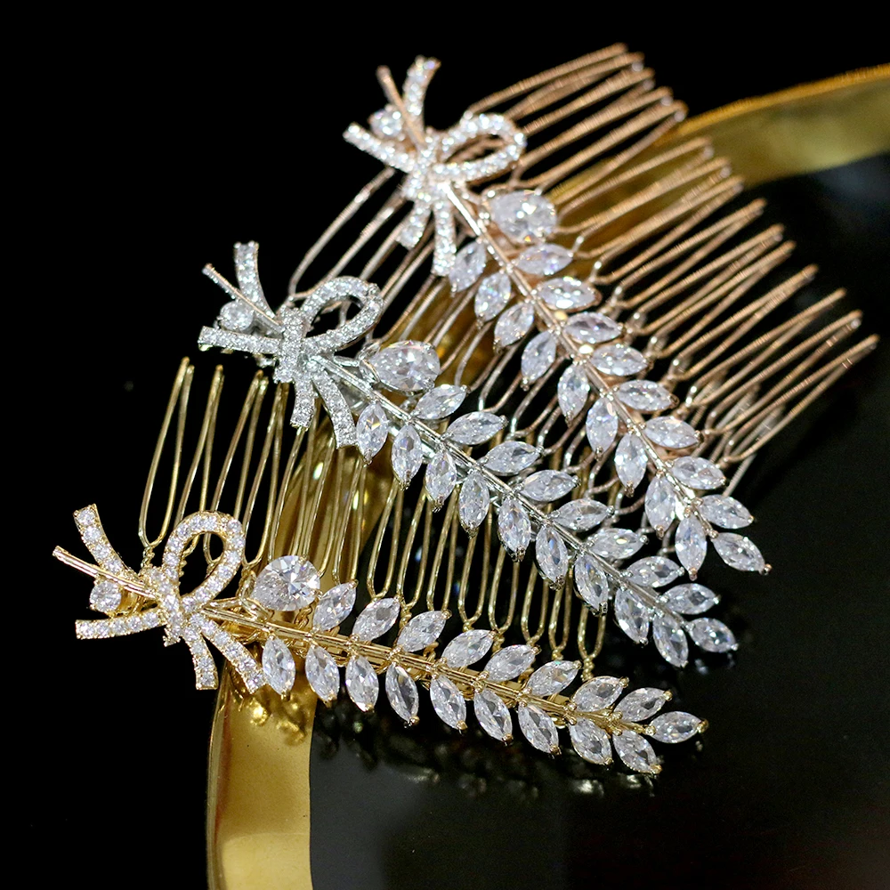 

High quality CZ crystal hair comb bride gold / silver hair comb wedding hair accessories ladies jewelry clothes accessories