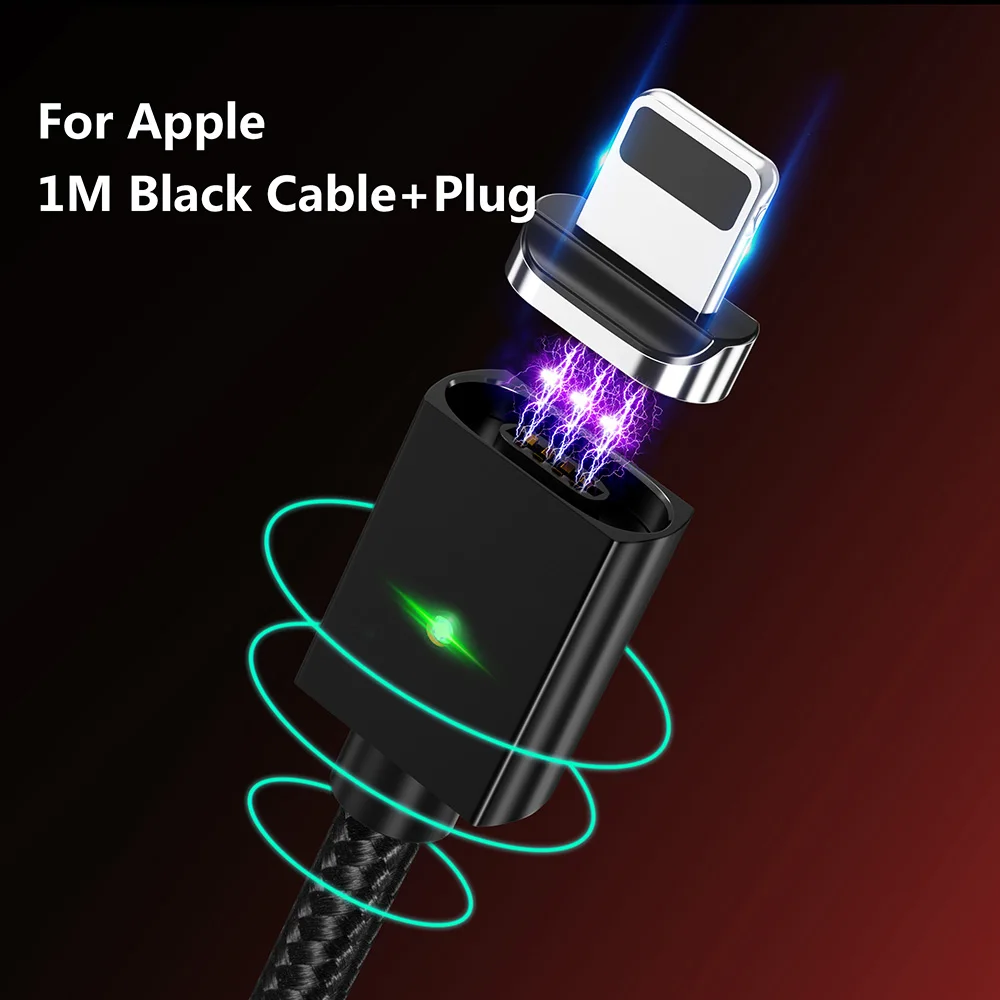 Магнитный кабель MANTIS 3A для Iphone Xs Max Xr X 8 7 6 6s 5 5S Se Ipad Mini Quick Charge 3,0 светодиодный Usb кабель провод для быстрой зарядки - Цвет: Black for iphone