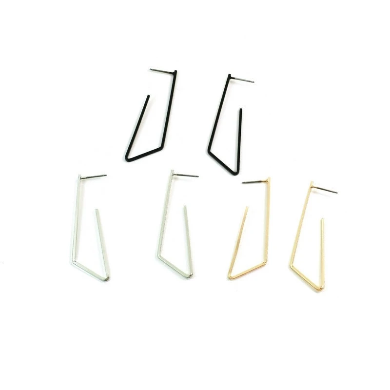 H:HYDE Simple Metal Geometric Earrings Korean Hollow Out Stud Women Piercing Birthday Wedding Gift Brincos | Украшения и