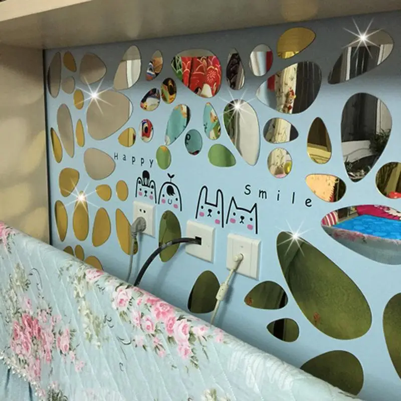 Мода Овальном Аннотация Декор Стекла Наклейки Диван Фон Home Decor Зеркало на Стене |