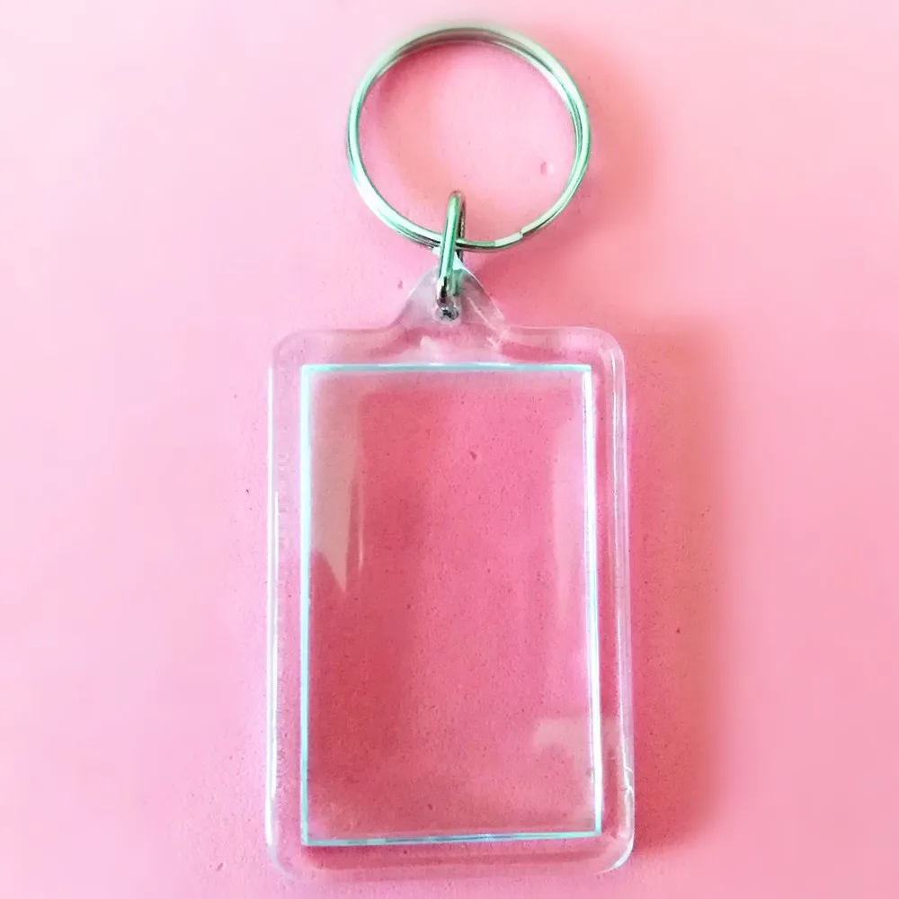

5000 Pcs DIY Rectangular Transparent Blank Insert Photo Picture Frame Key Ring Split keychain FREE SHIPPING