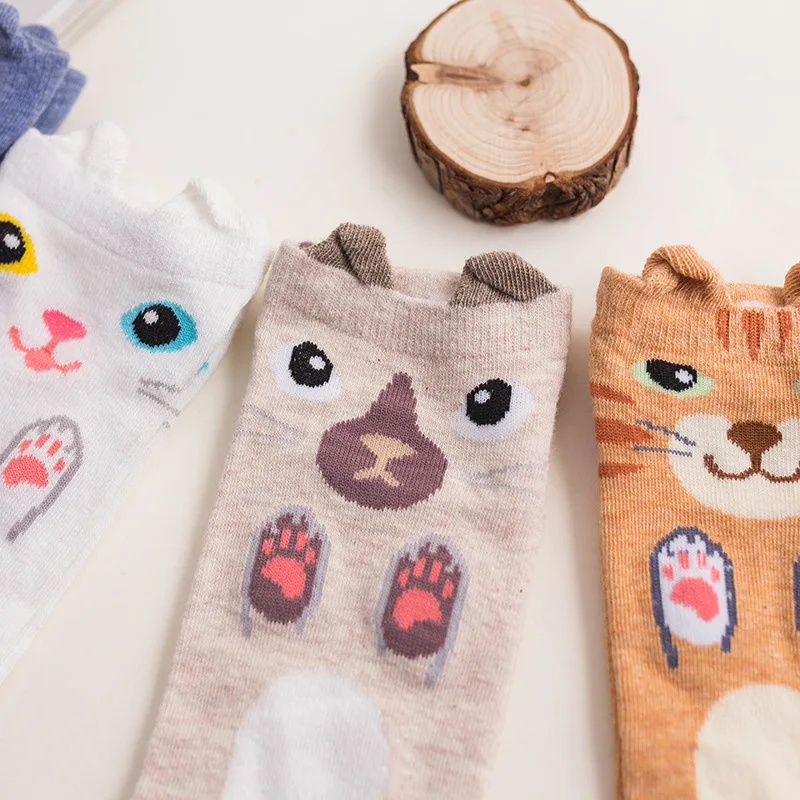 Милые хлопковые короткие носки с рисунком животных женские забавные рисунками