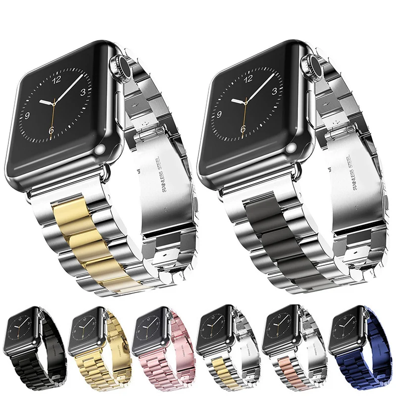 Stainless Steel strap For Apple Watch band 42mm 44mm Bracelet pulseira for iwatch series 5 4 3 2 black gold pink 38mm 40mm | Наручные