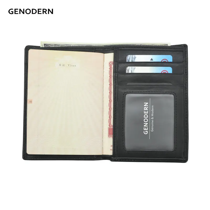 Обложка для паспорта из натуральной кожи черный кошелек воловьей путешествий